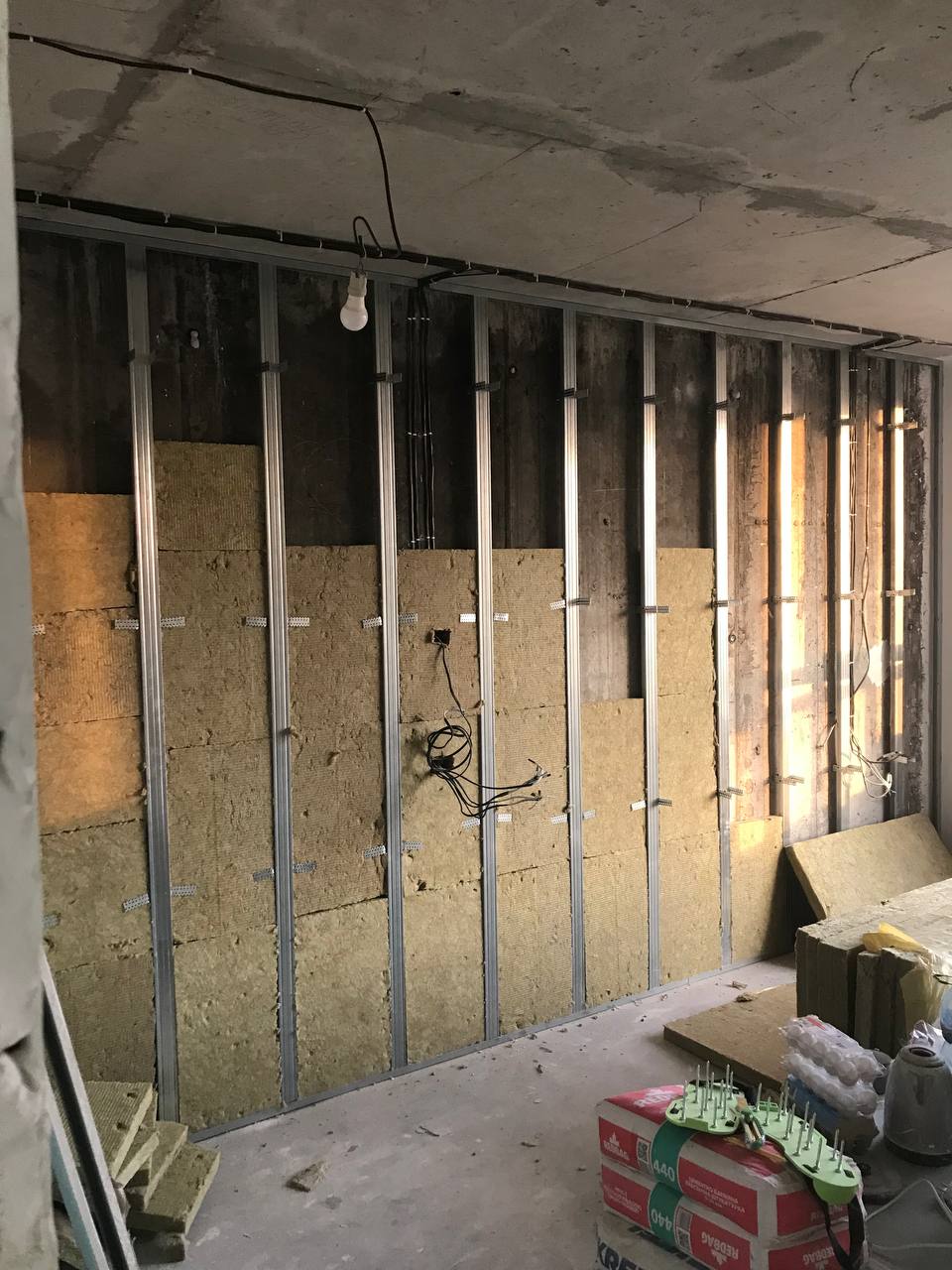 Монтаж гипсокартона в однокомнатной квартире 48м2 ЖК Метрополис